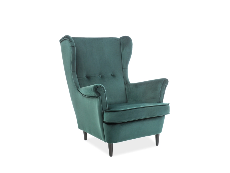 Fotel füles, zöld bársony / wenge, LORD VELVET
