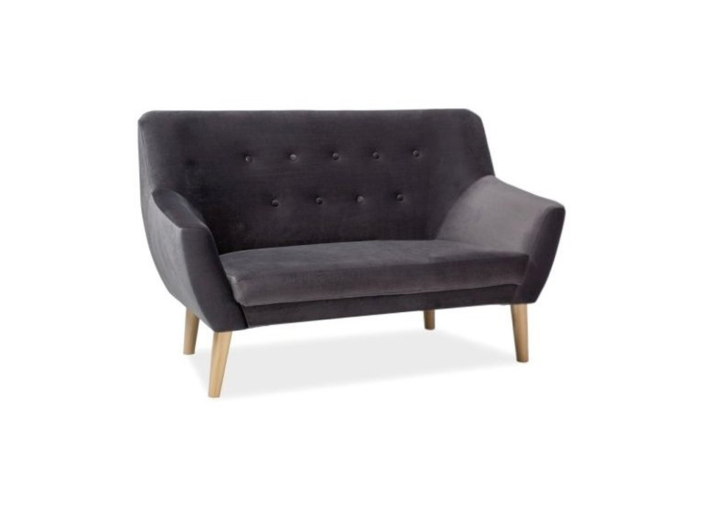 Kétszemélyes kanapé, sötétszürke bársony/bükk, NORDIC VELVET