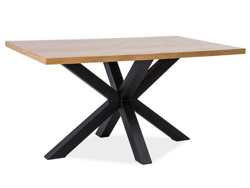 Étkezőasztal, természetes/fekete/tölgy, cross 150x90