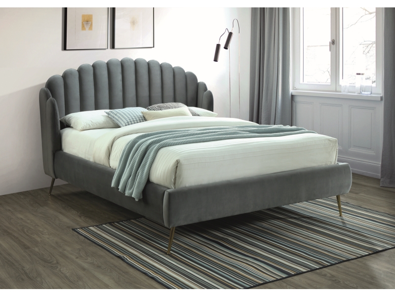 Kárpitozott ágy, szürke, calabria velvet 160 x 200 cm