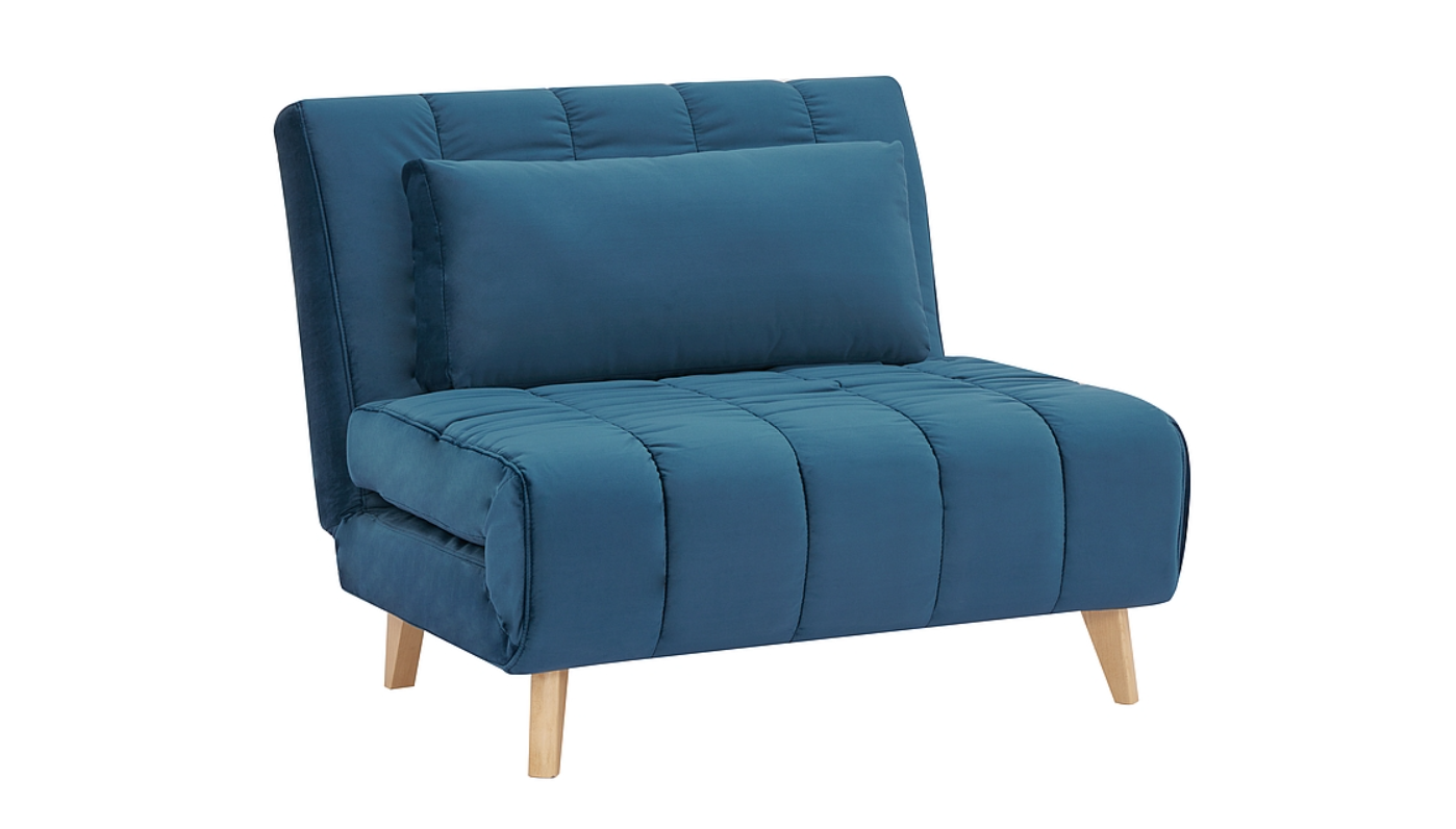 Kék szétnyitható fotel billy velvet