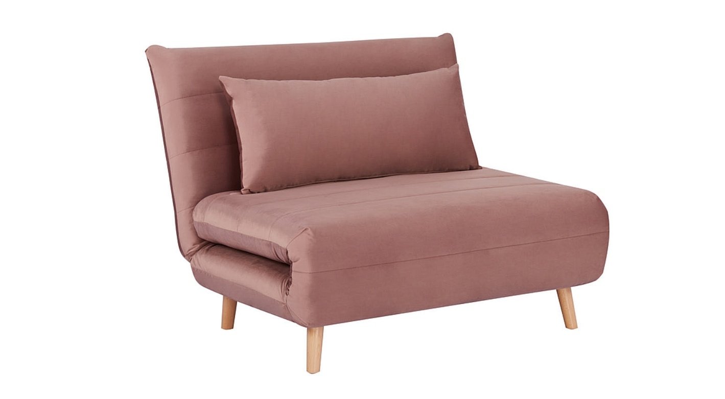 Rózsaszín kinyitható fotel spike velvet