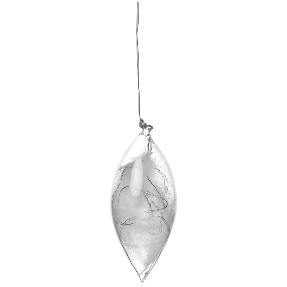 Räder LED üvegdísz tollakkal, kicsi (14 cm)