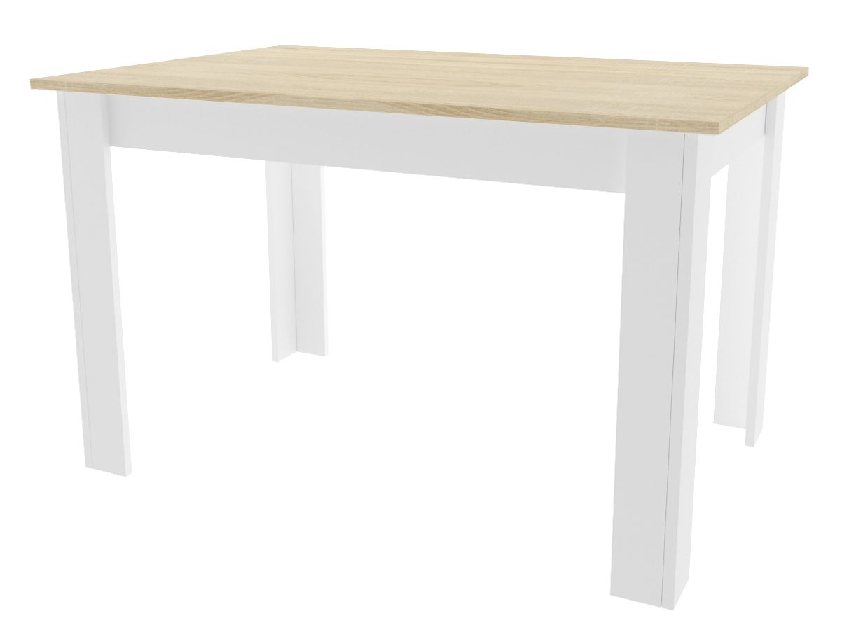 Mado fehér étkezőasztal sonoma tölgy dekorációval 120x80