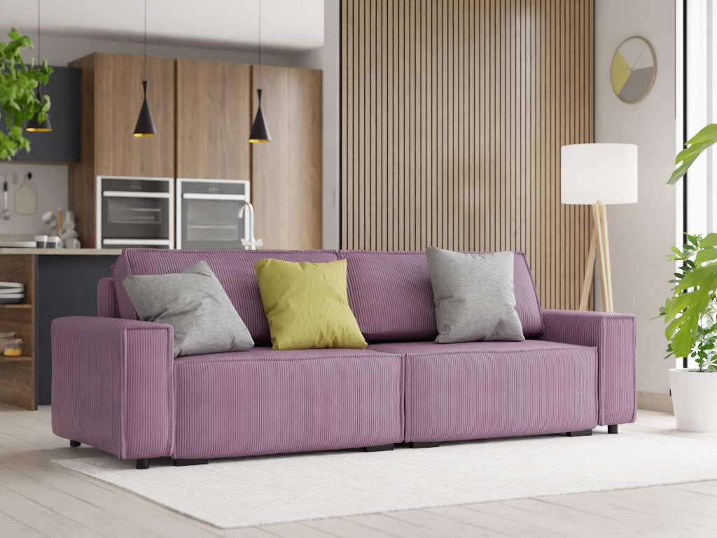 Smart lila kinyitható háromüléses kanapé
