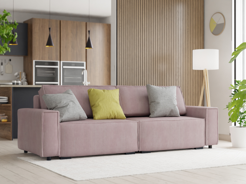 Smart világos rózsaszín kinyitható háromüléses kanapé