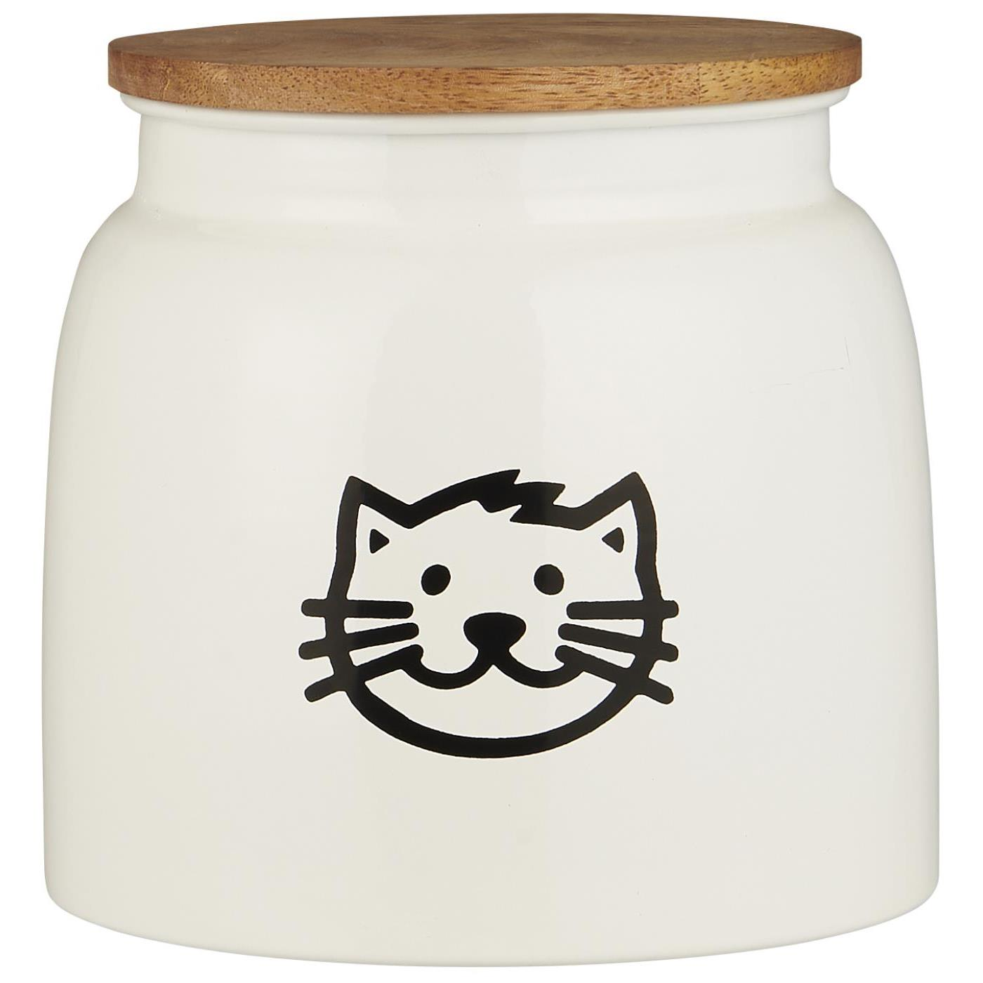 IB Laursen Fehér fém macskaeledel tároló fa fedéllel CAT FOOD akciós termékkép 1