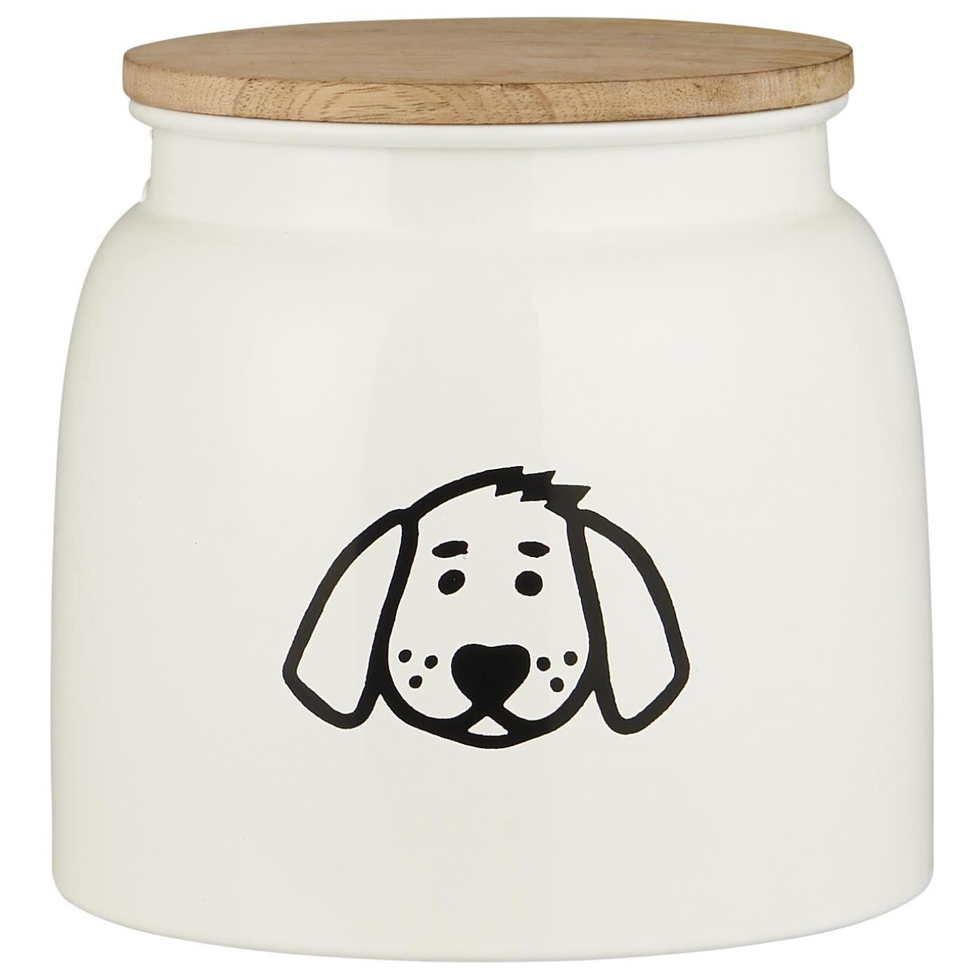 IB Laursen DOG FOOD fehér fém doboz kutyaeledelhez, fa tetővel