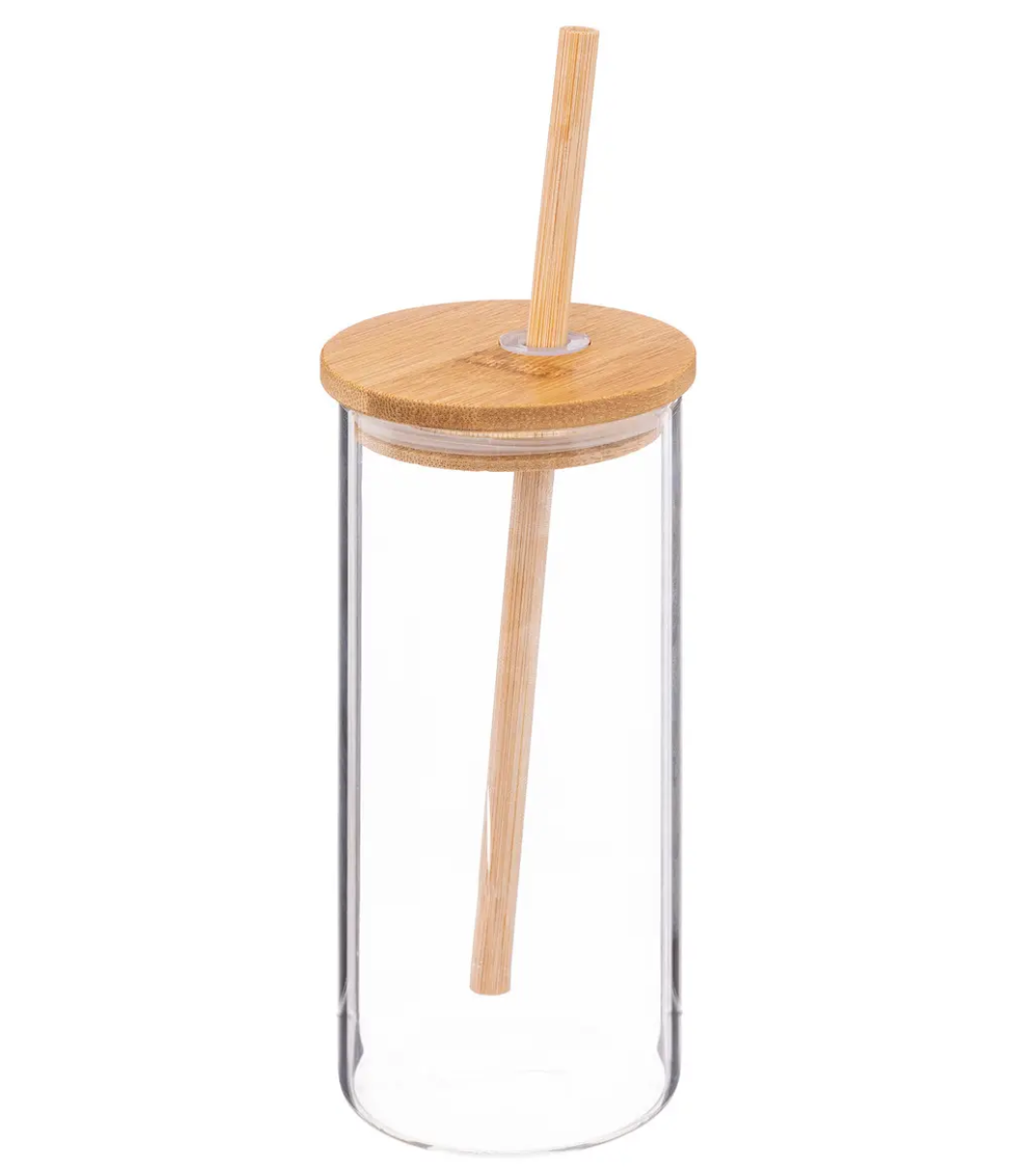 PALM pohár bambusz fedéllel és szívószállal 400 ml