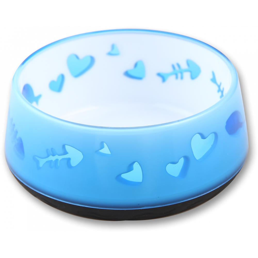 Műanyag etetőtál macskáknak kék LOVE BOWL