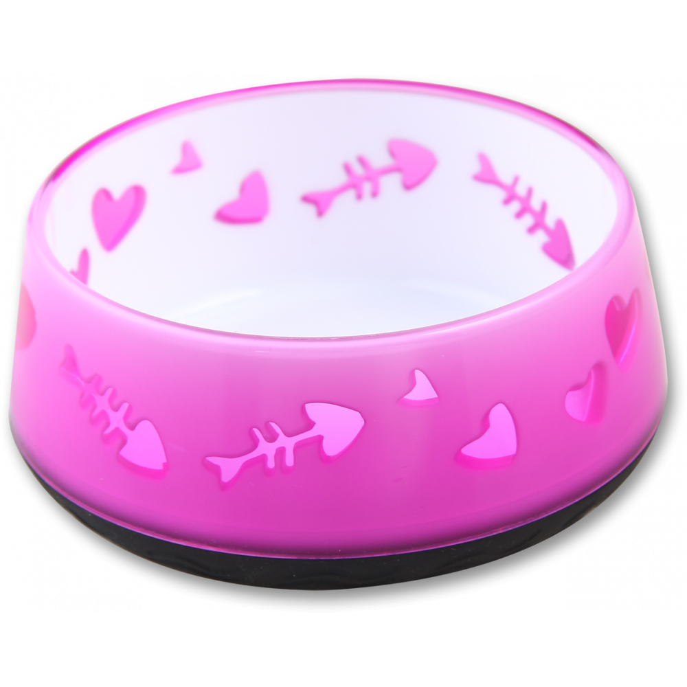 Műanyag etetőtál macskáknak rózsaszín LOVE BOWL