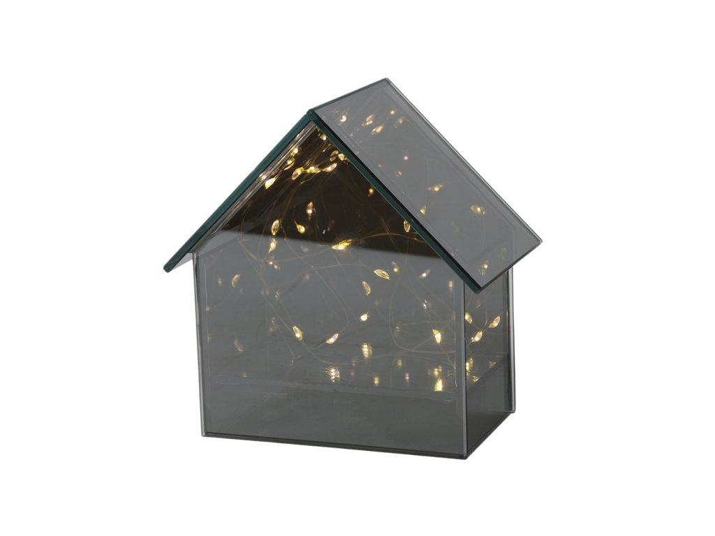 LED skleněný domeček ELITE, šedý - více velikostí Méret: S