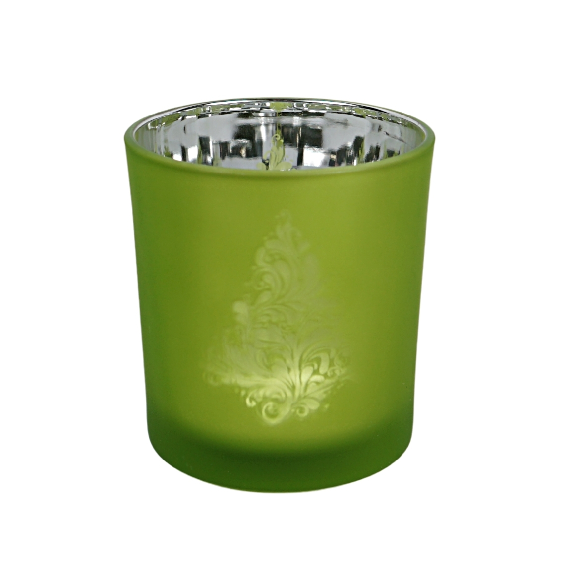 Üveg gyertyatartó METALIC GREEN 8 cm zöld