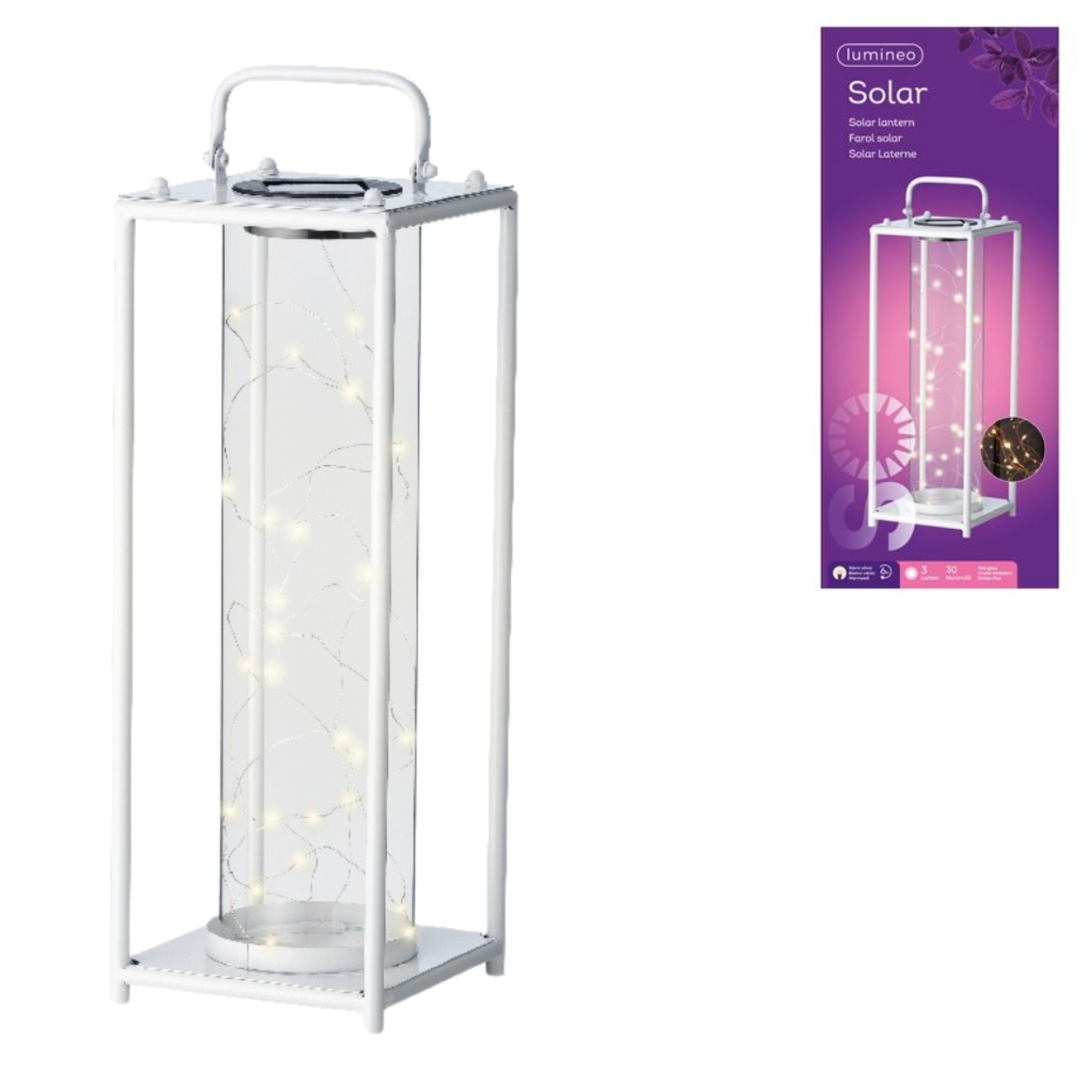 Napelemes lámpa LANTERN WHITE fehér