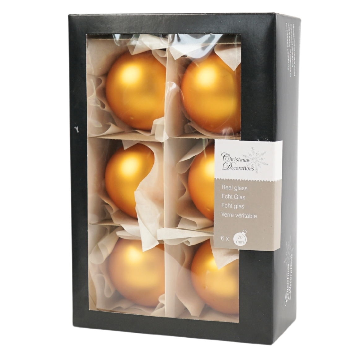Üveg karácsonyi díszkészlet MATTE ARANY 7 cm arany, 6 db