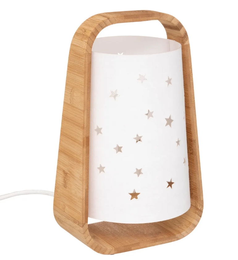 Bambusz gyereklámpa STARDUST fehér, 26 cm akciós termékkép 1