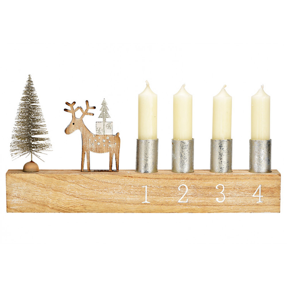 Adventi fa gyertyatartó DEER 31x16 cm natúr akciós termékkép 1