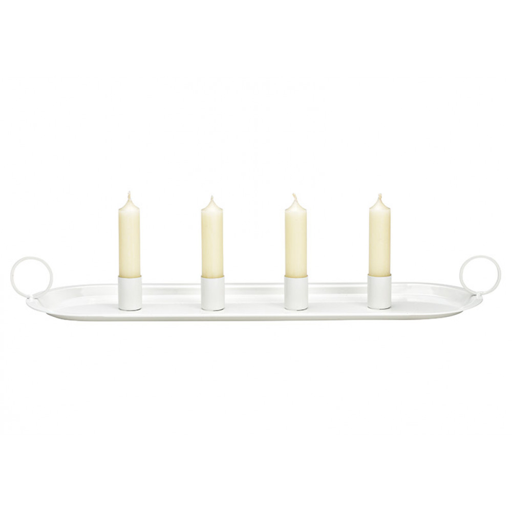 Adventi fém gyertyatartó ARRANGEMENT  49x14 cm - több színben Szín: Fehér akciós termékkép 1