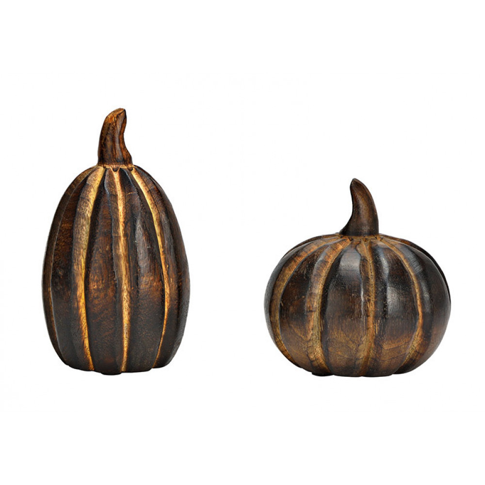 Mangófából készült sütőtök dekoráció PUMPKIN BROWN - többféle változat