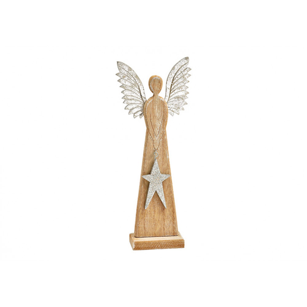Fa angyal ANGEL SILVER 26 cm natúr