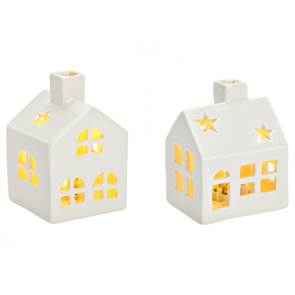 LED porcelán ház WHITE HOUSE 8 cm fehér - többféle változatban