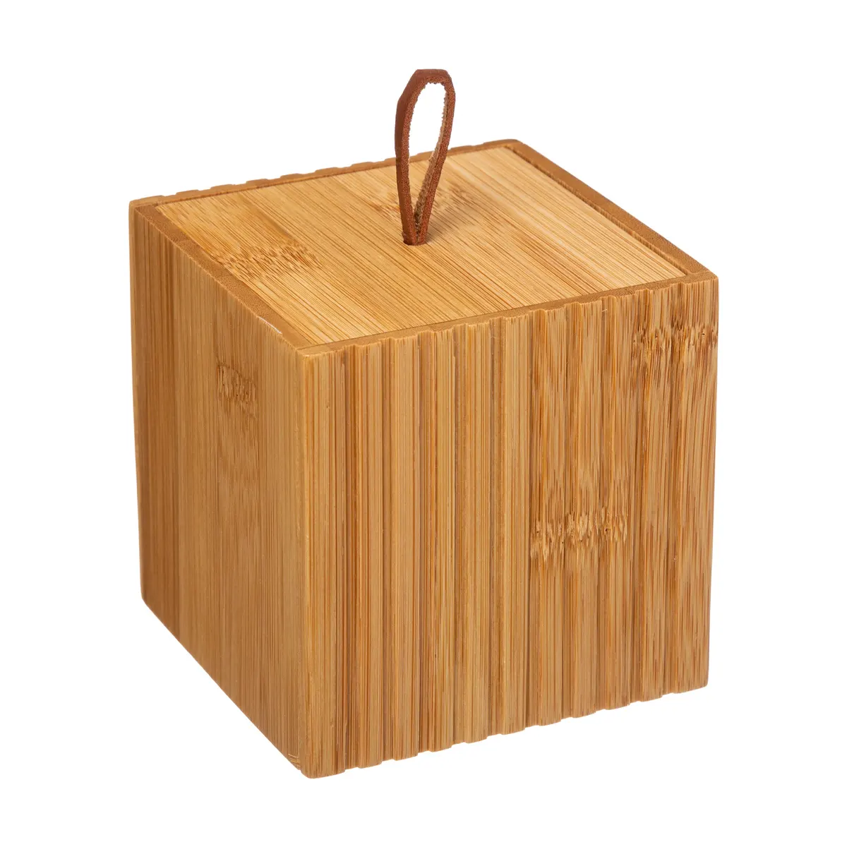LAND négyzet alakú bambusz doboz tetővel 9x9 cm natúr