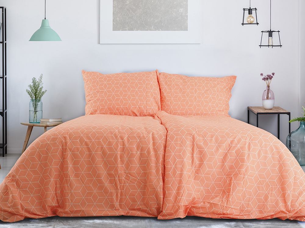 Renforcé pamut ágyneműhuzat OKTAGON narancssárga Ágyneműhuzat mérete: 2 db 70 x 90 cm | 200 x 220 cm akciós termékkép 1