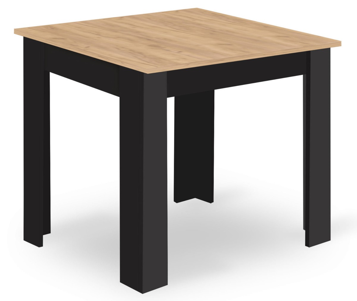 Étkezőasztal MADO fekete színű,tölgy dekor asztallappal 80x80cm akciós termékkép 1