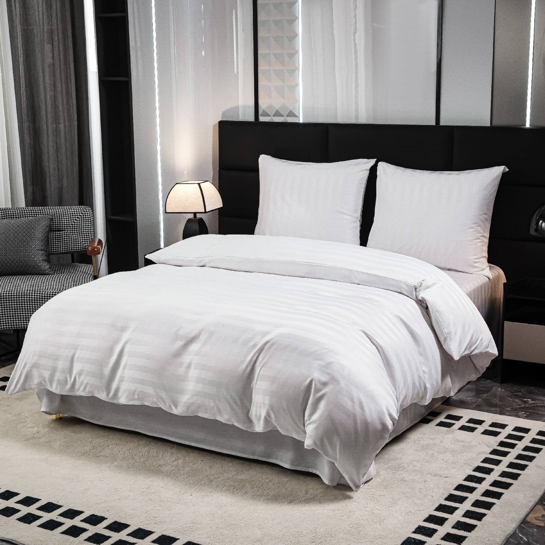 JASMINE fehér mikroszálas hotel ágynemű - 2 cm csíkos Ágyneműhuzat mérete: 70 x 90 cm | 140 x 200 cm akciós termékkép 1