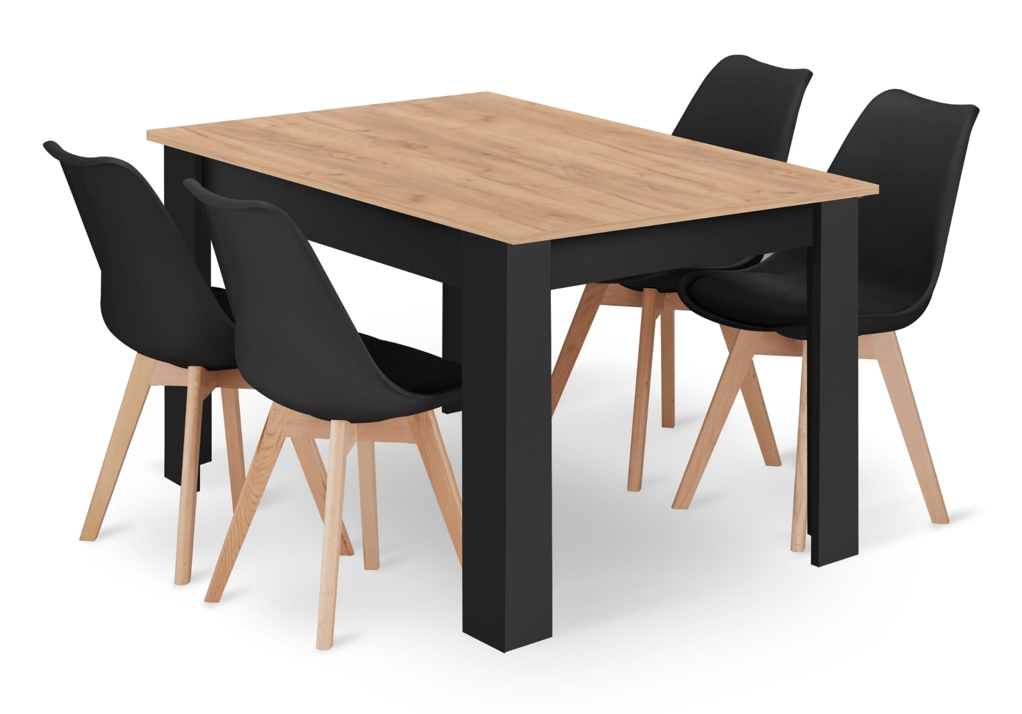 Fekete étkező szett 1 + 4, MADO CRAFT asztal 120x80 + BALI MARK szék fekete akciós termékkép 1