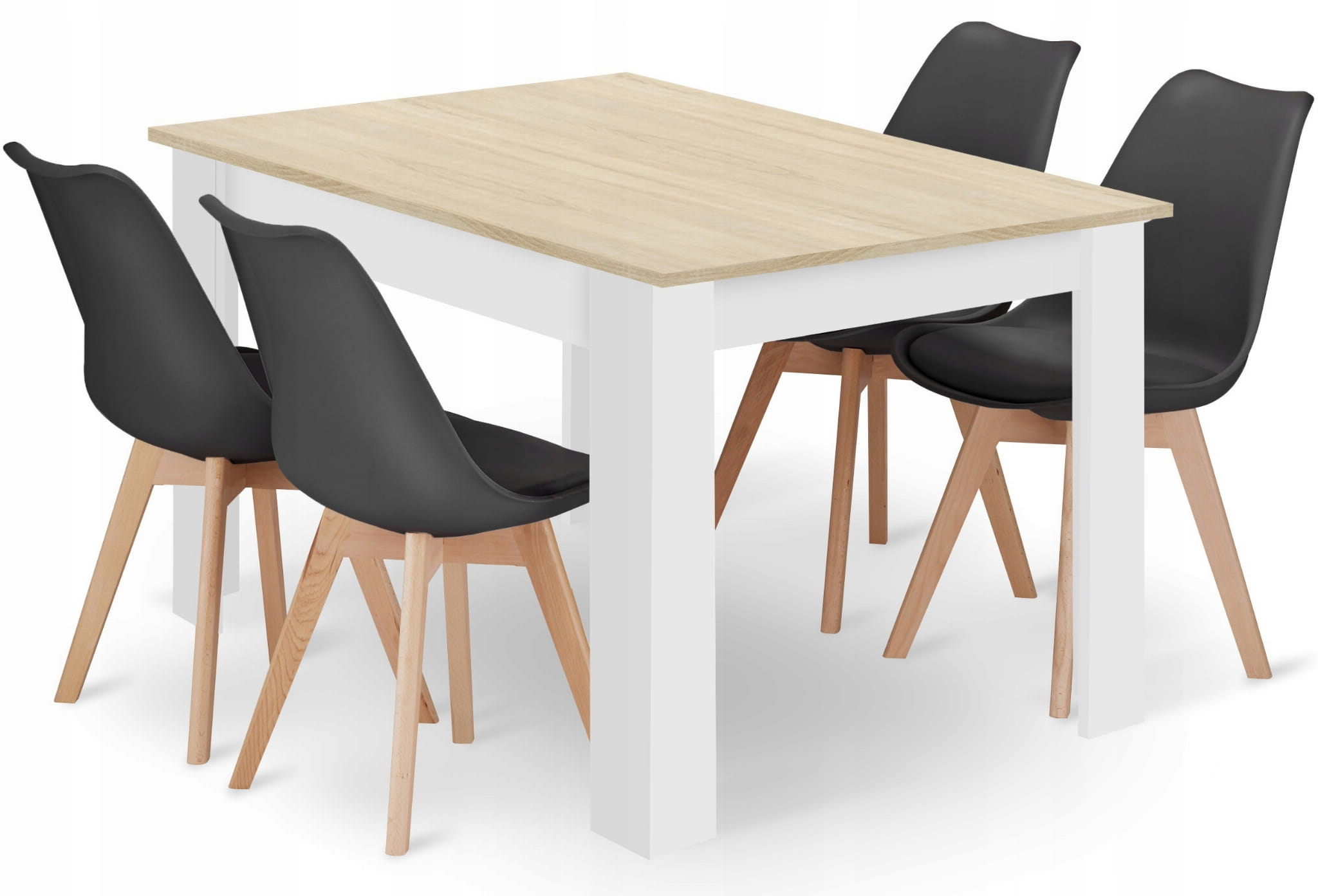 Étkező szett 1 + 4, MADO asztal 120x80 fehér + BALI MARK székek fekete akciós termékkép 1