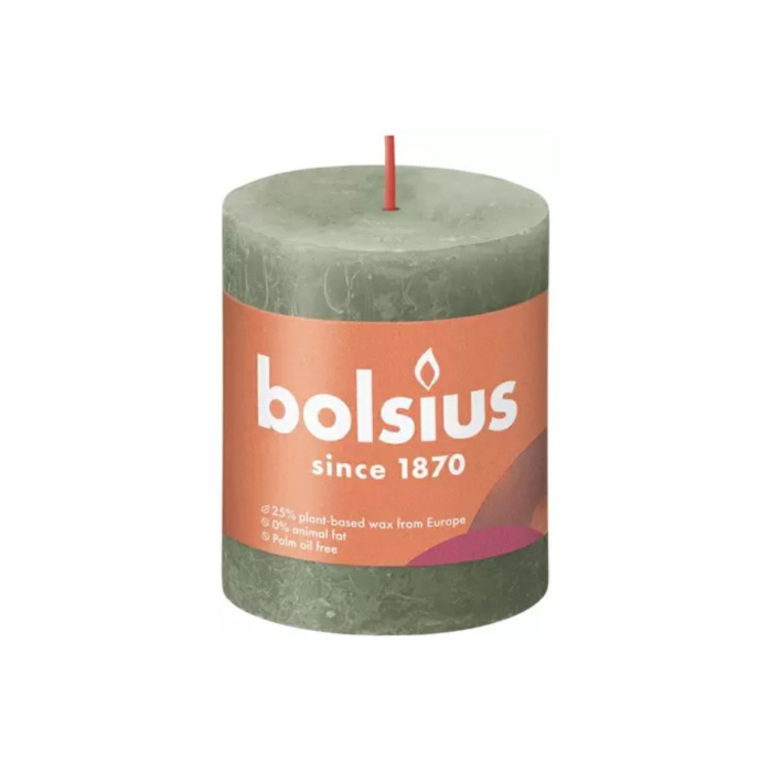 Oszlopos gyertya BOLSIUS 8 cm olívazöld