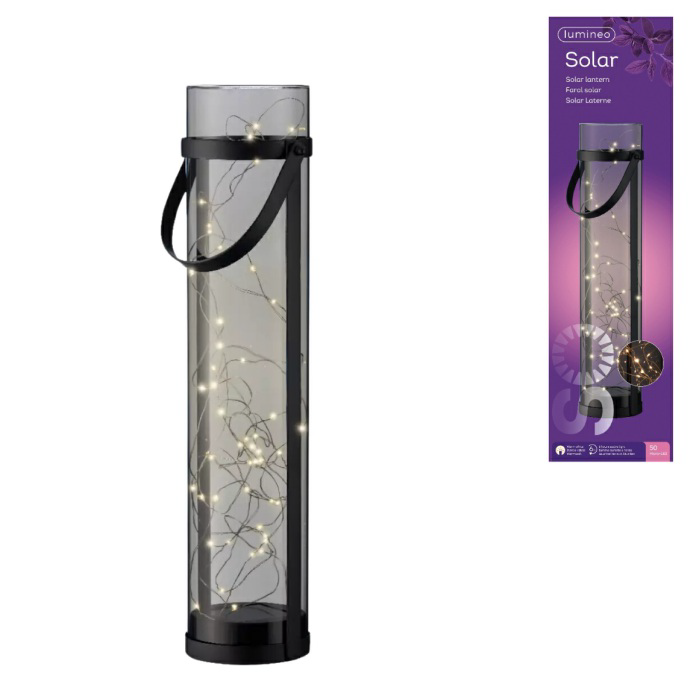Napelemes lámpa LANTERN GREY 46 cm szürke