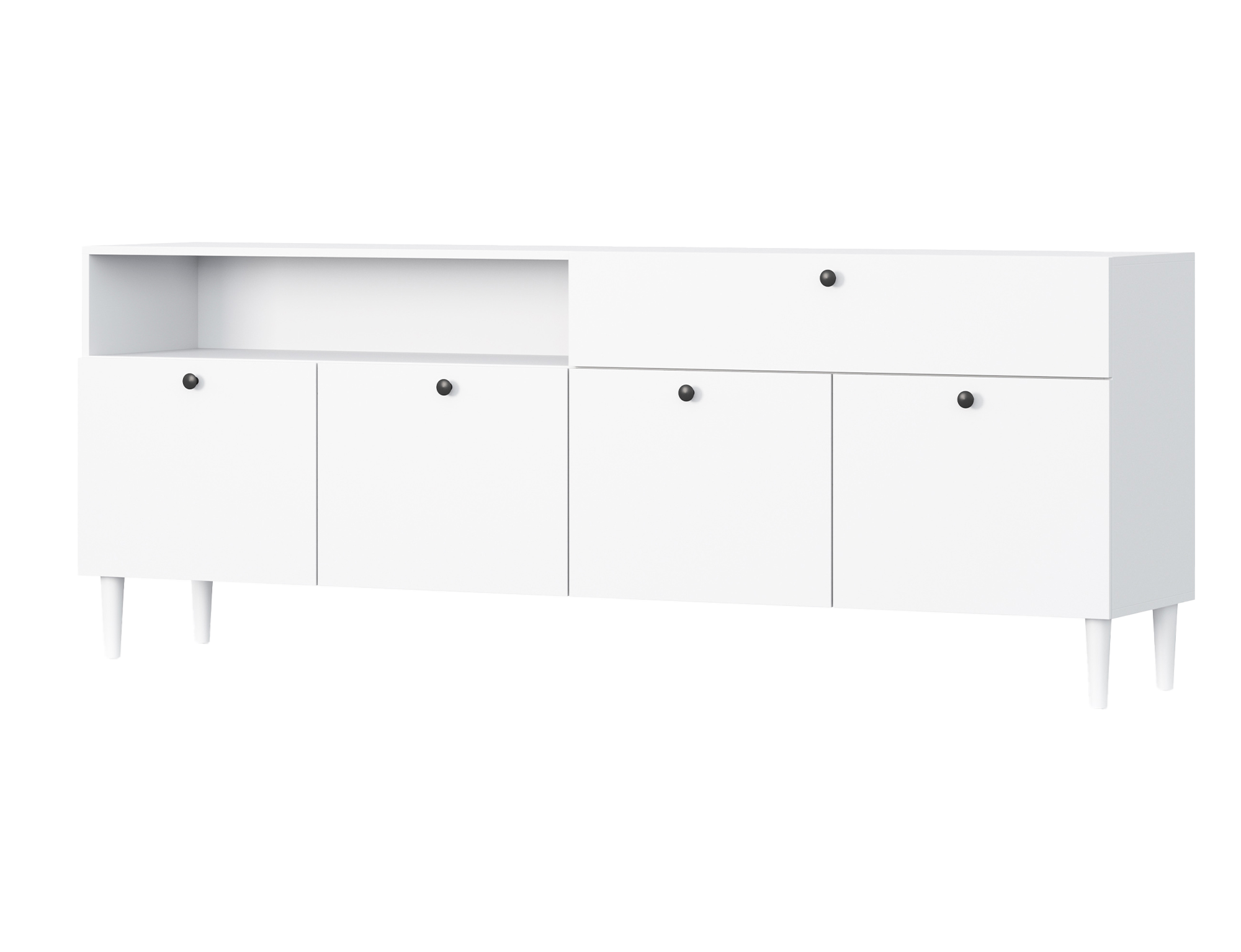 Komód szekrényekkel és fiókkal DULLUM 200x75cm, fehér akciós termékkép 1