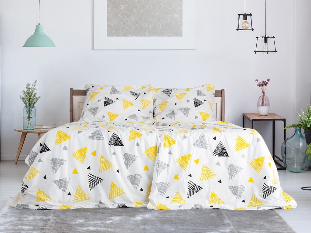 Renforcé pamut ágynemű TRIANGLE fehér Ágyneműhuzat mérete: 70 x 90 cm | 140 x 200 cm akciós termékkép 1