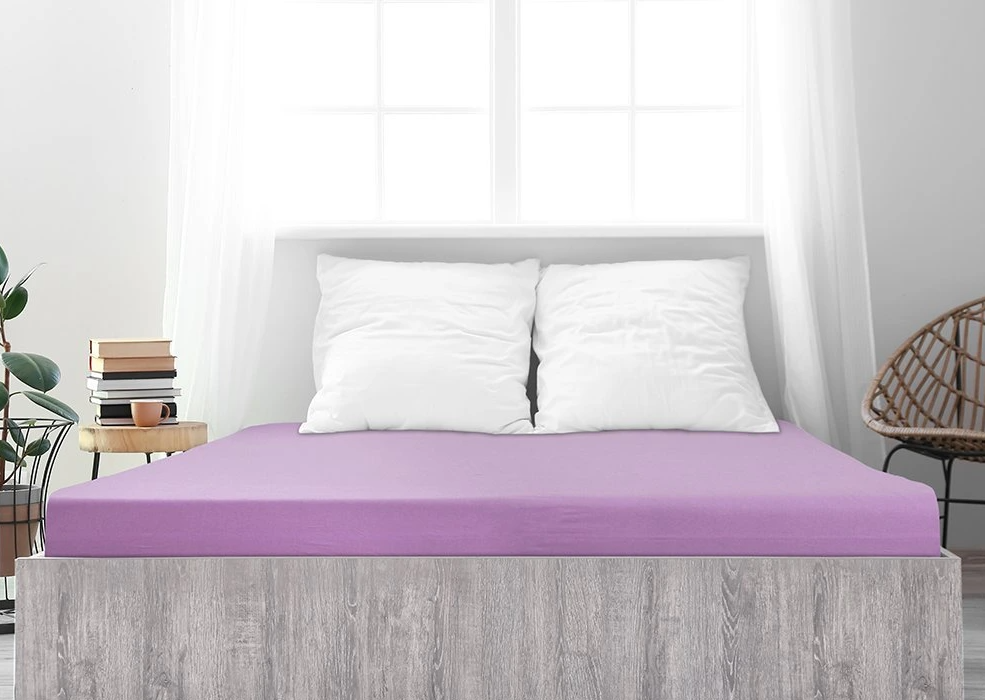 Mako-jersey pamut lepedő LUXORA 180x200 cm lila akciós termékkép 1