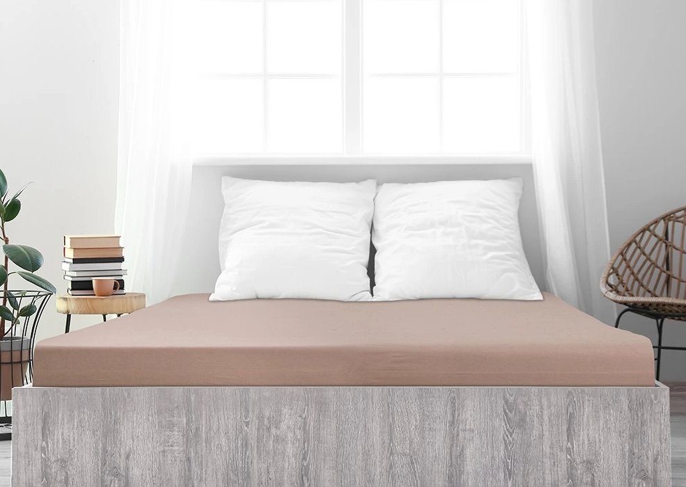 Mako-jersey pamut lepedő LUXORA 180x200 cm világosbarna akciós termékkép 1