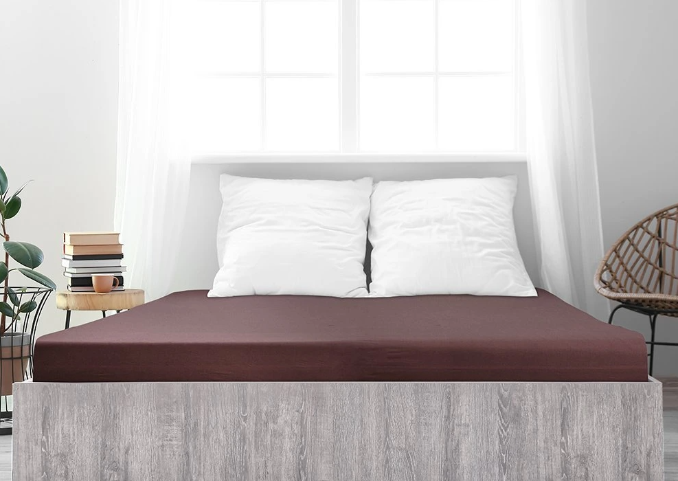 Mako-jersey pamut lepedő LUXORA 180x200 cm sötétbarna akciós termékkép 1