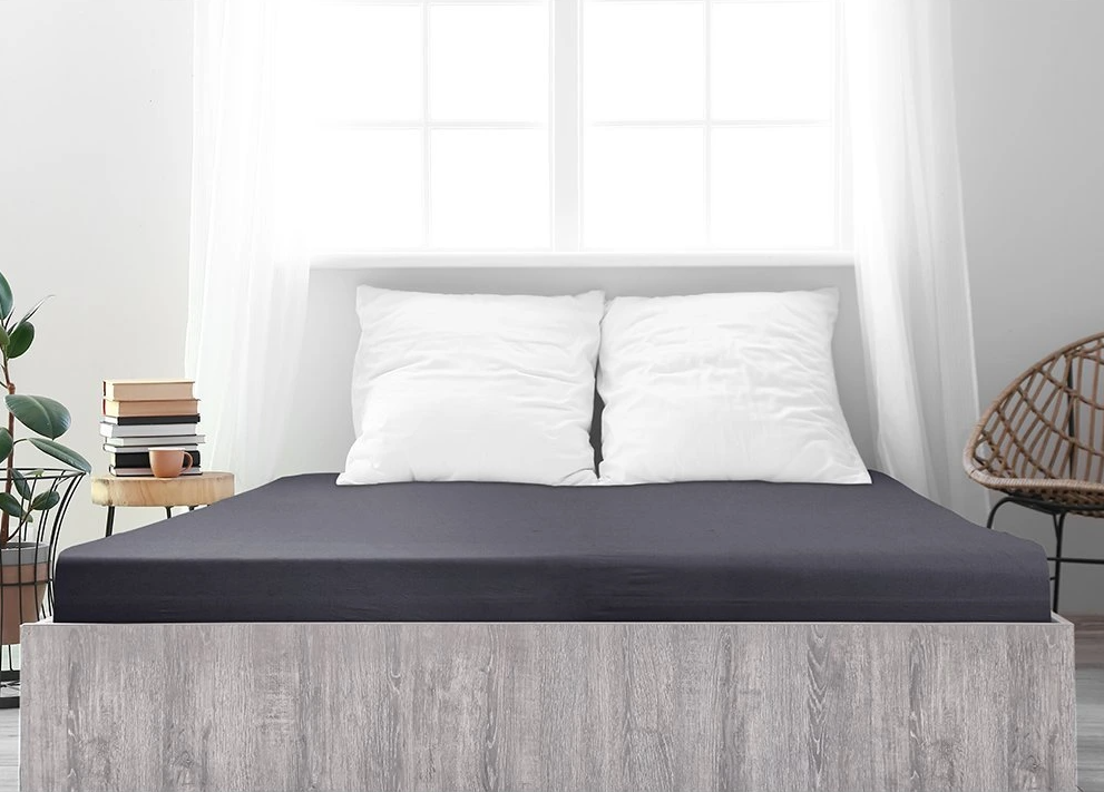Mako-jersey pamut lepedő LUXORA 180x200 cm sötétszürke akciós termékkép 1