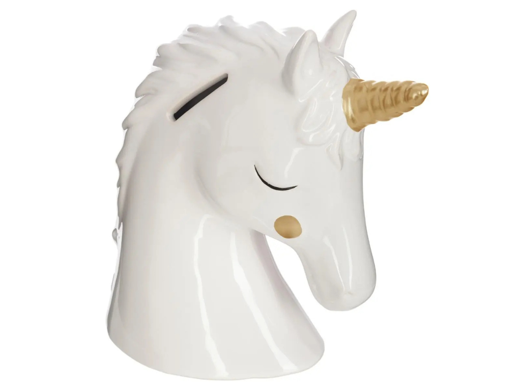 Pénzgyűjtő GOLDEN UNICORN 15,5 cm, fehér akciós termékkép 1