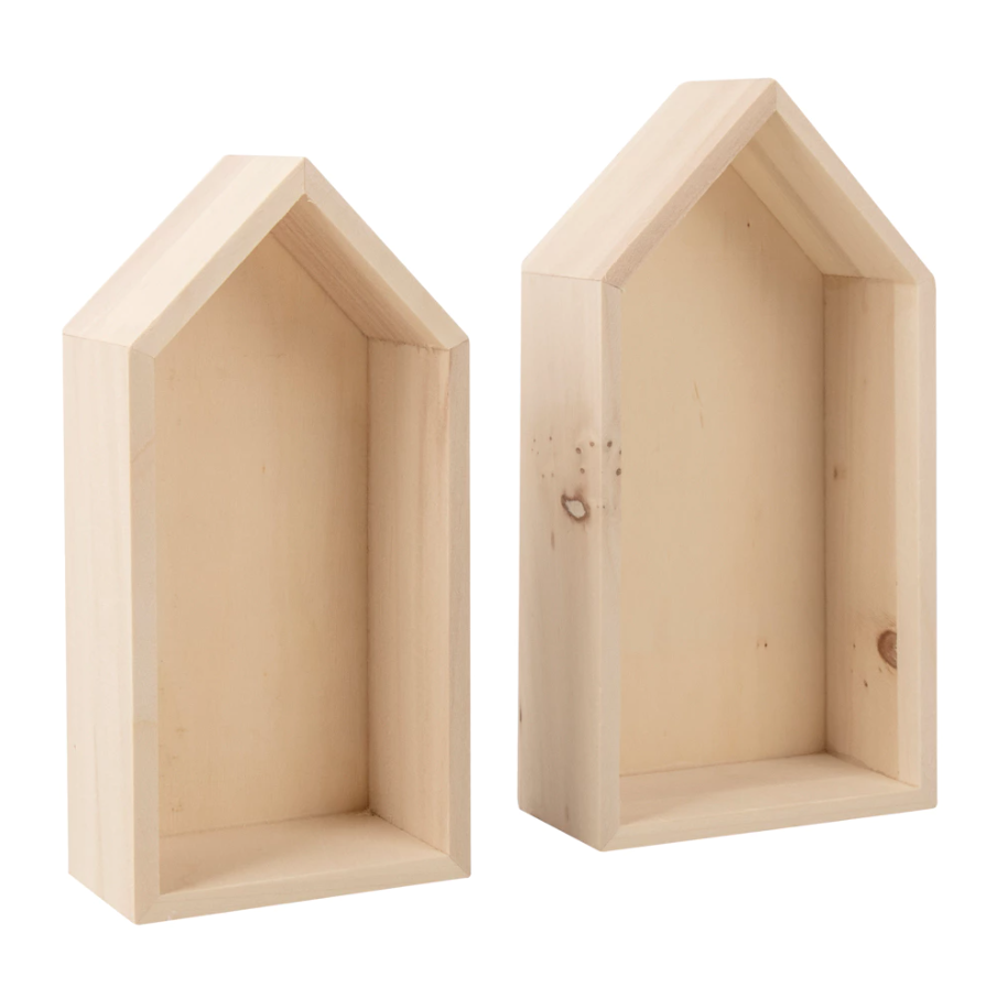 2 darabos fa polc szett házikó formájában LITTLE HOUSES akciós termékkép 1