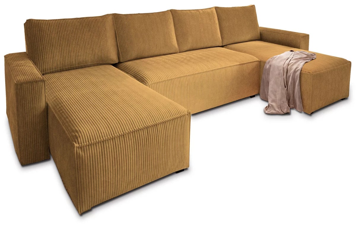 U alakú ülőgarnitúra SMART COSARO 295x140 cm, mustársárga