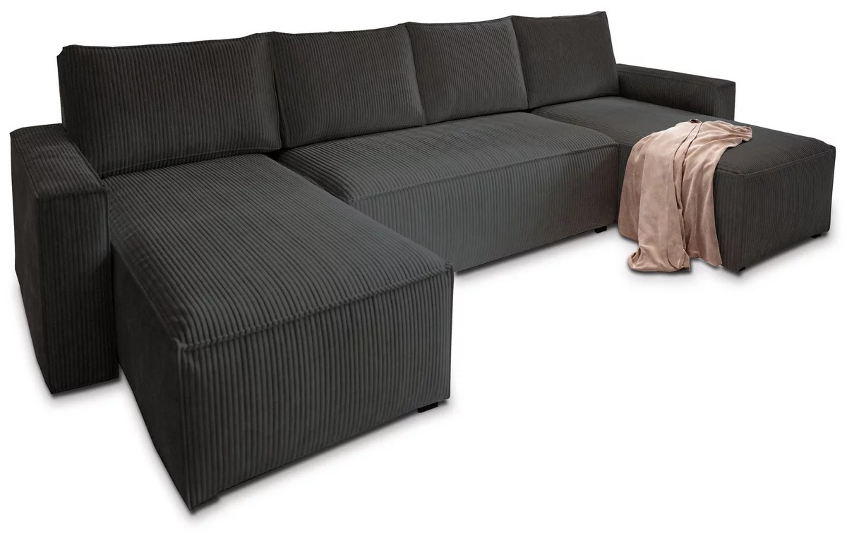 U alakú ülőgarnitúra SMART COSARO 295x140 cm, fekete