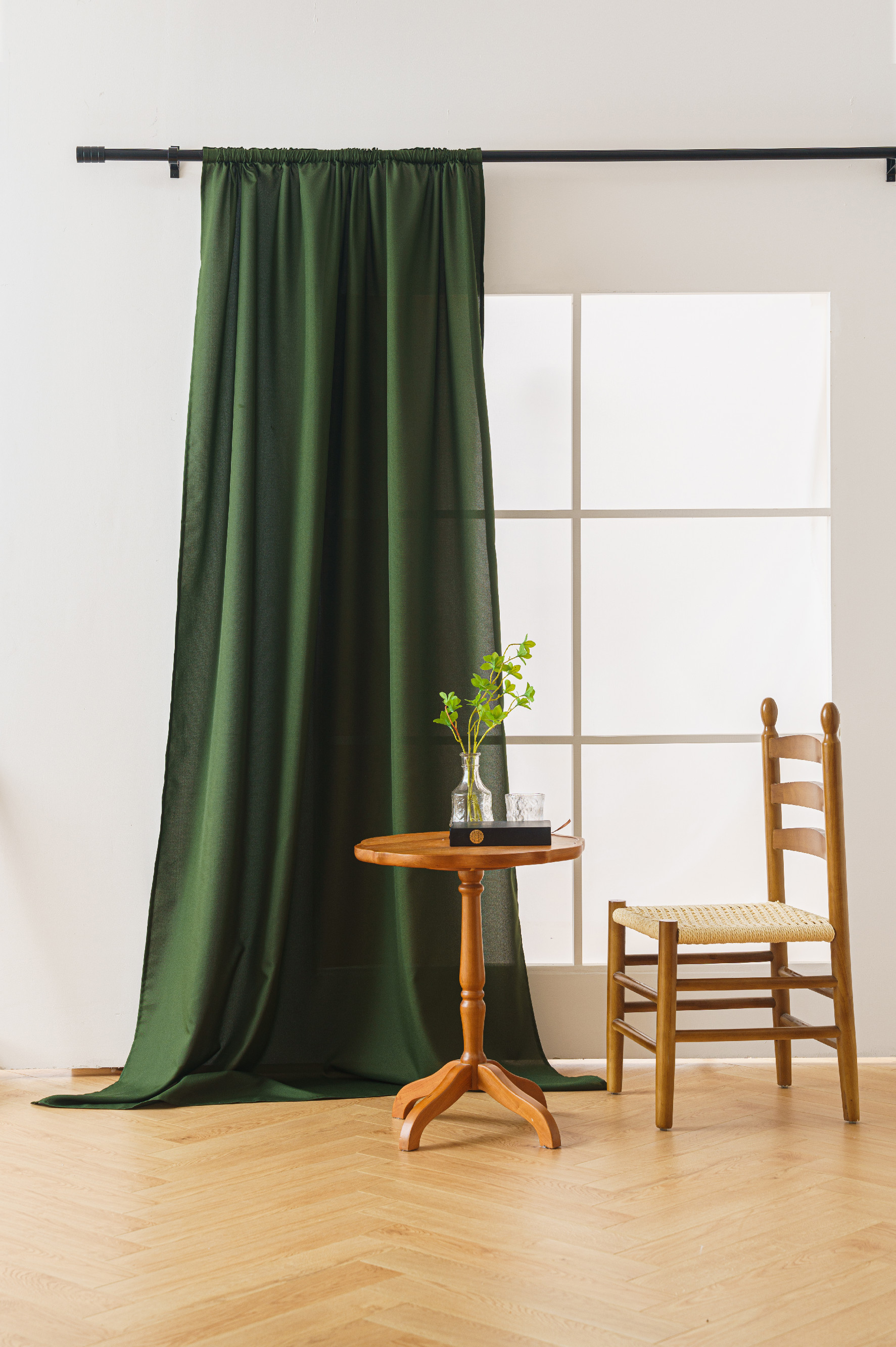 Sötétzöld OXFORD függöny 140x270 cm Felfüggesztés: Hullámos sínszalag akciós termékkép 1