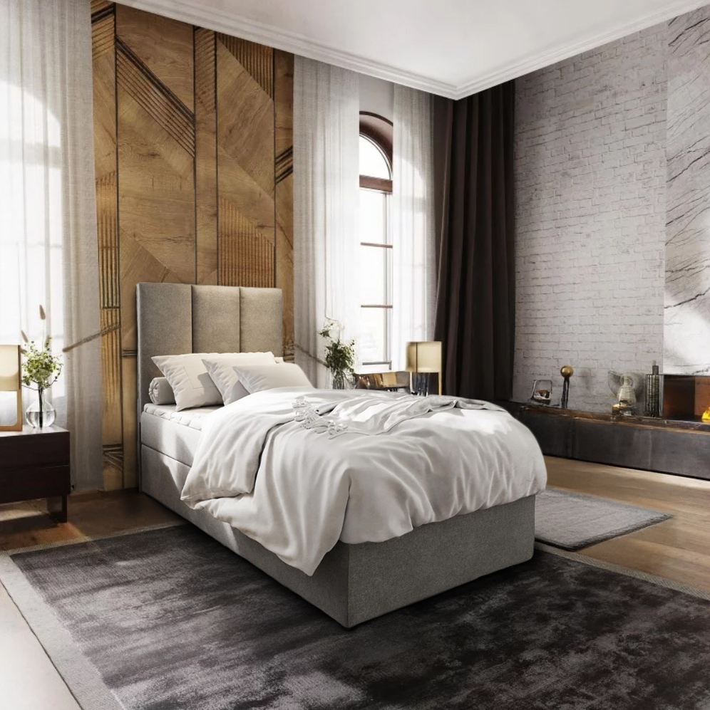 Kárpitozott boxspring ágy MERALIS 90x200 cm szürke Matrac: Bonell rugós matrac akciós termékkép 1