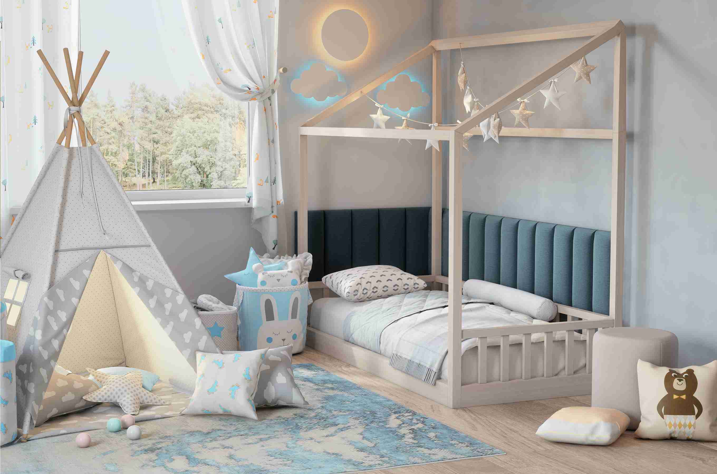Kárpitozott falipanel QUADRATTA 20x50 cm, kék Szín: Kék akciós termékkép 1