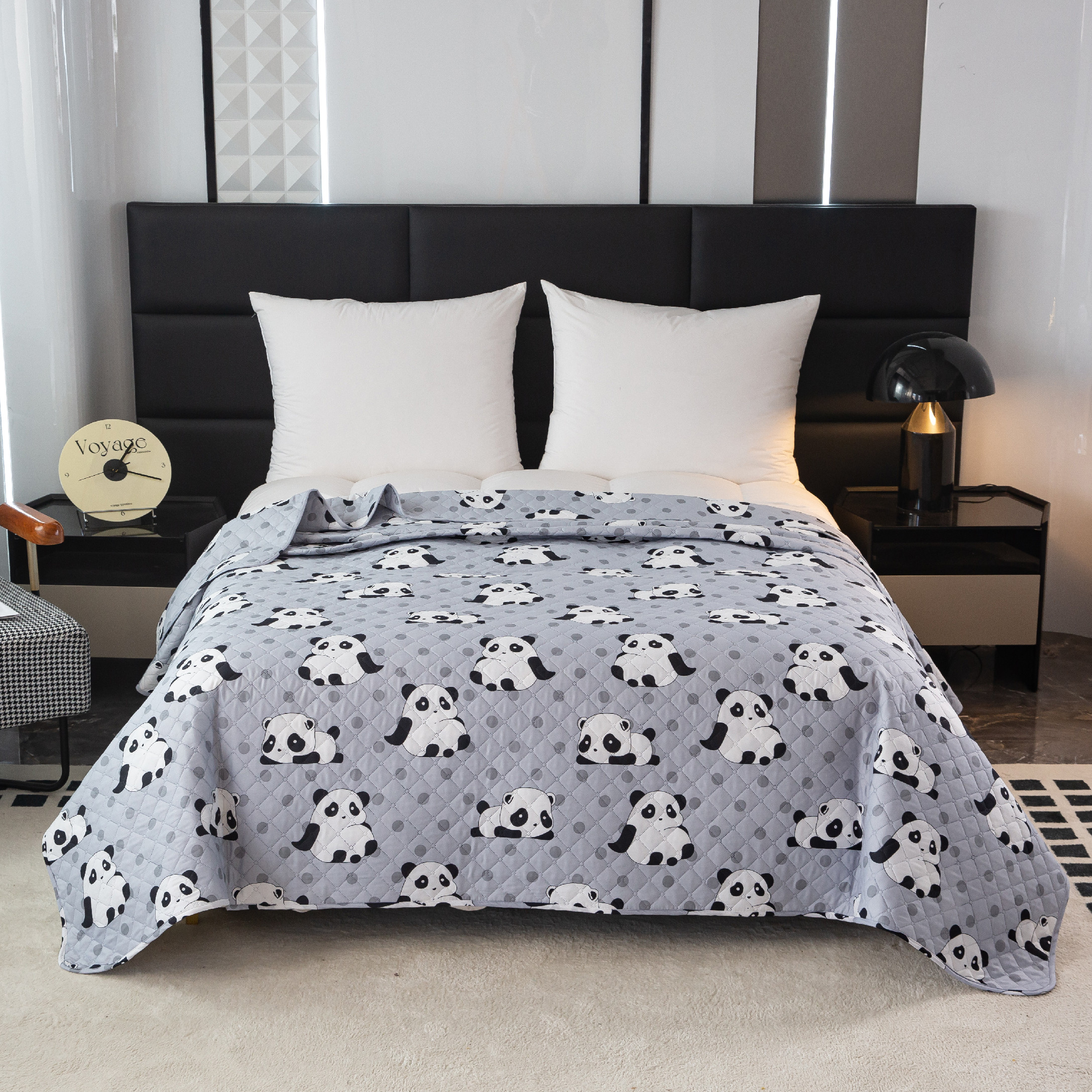 Ágytakaró mintával PANDA szürke Méret: 170 x 210 cm akciós termékkép 1
