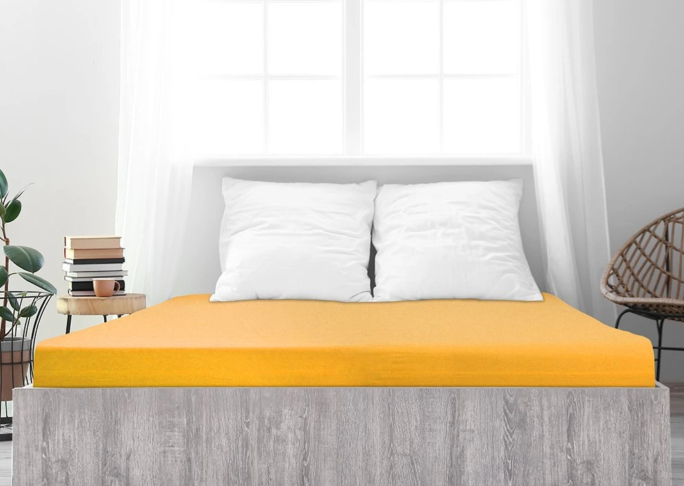 Jersey lepedő mako pamutból LUXORA 180x200 cm sárga akciós termékkép 1