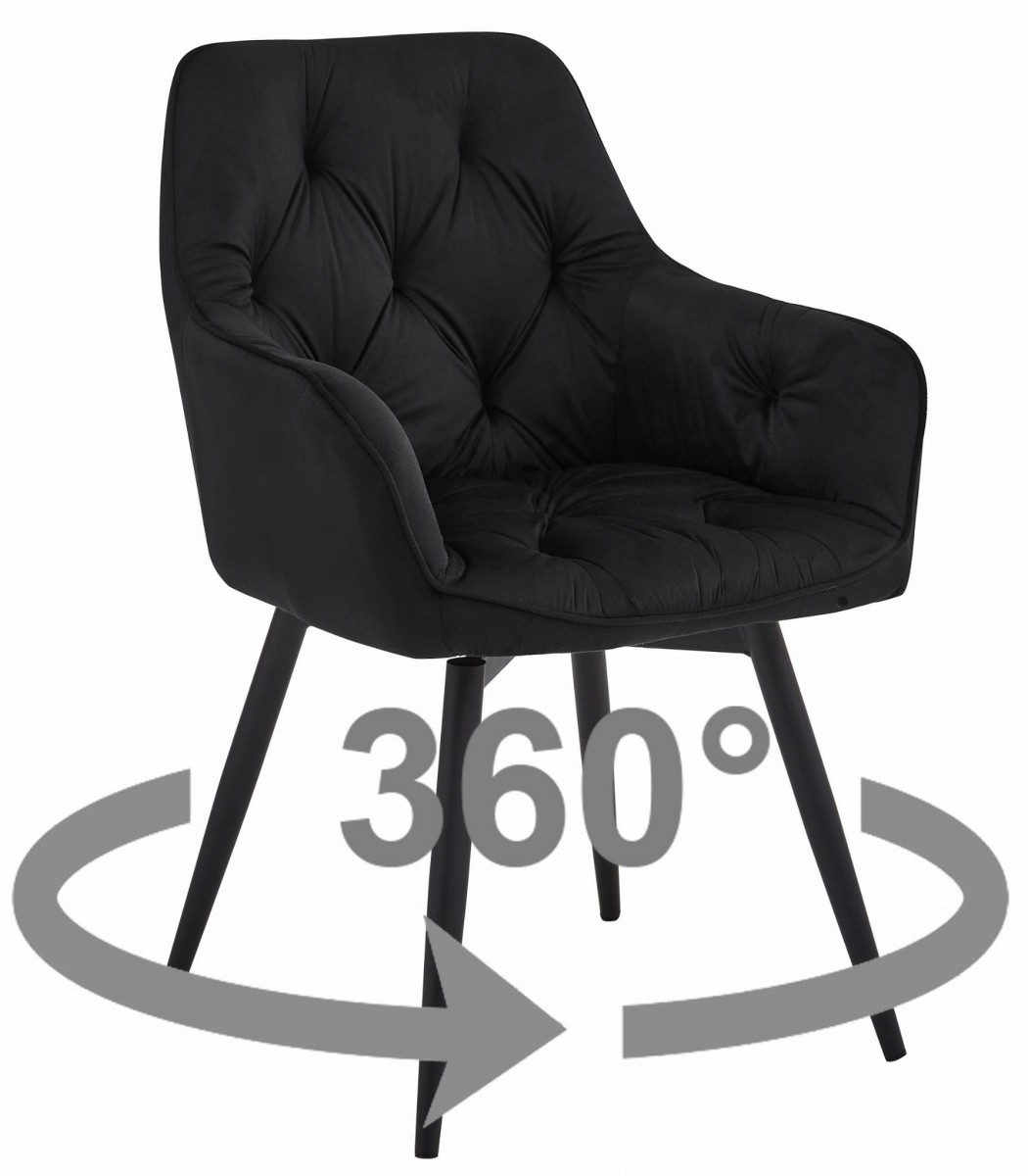 JORK360 VELVET fekete forgó étkezőszék