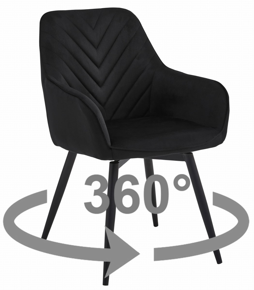 NANA360 VELVET fekete forgó étkezőszék
